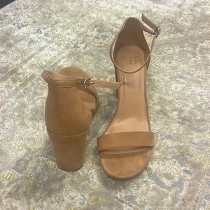 Nude Faux Suede Block Heels Size 10